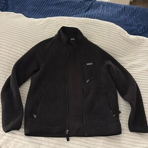 New Patagonia Retro Pile Black Fleece Full Zip Jacket sz M